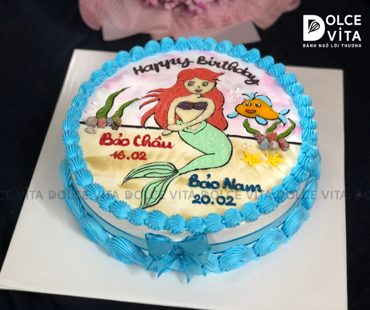445 (100) Bánh chủ đề nàng tiên cá Ariel