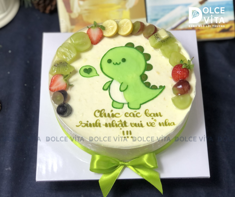 [2107] (50) Bánh kem khủng long đáng yêu tặng sinh nhật bé
