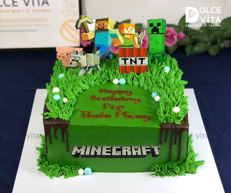 [2079] (250) Bánh Sinh Nhật tặng Bé Trai Mê MineCraft.