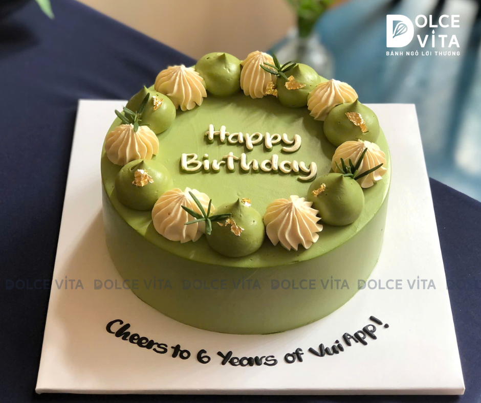 [2961] (20) Bánh trang trí tối giản, tone màu xanh lá