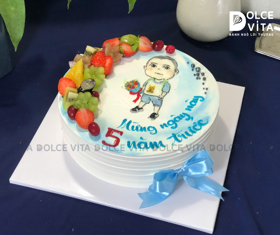 616 (60) Bánh vẽ chibi chàng trai cầm hoa