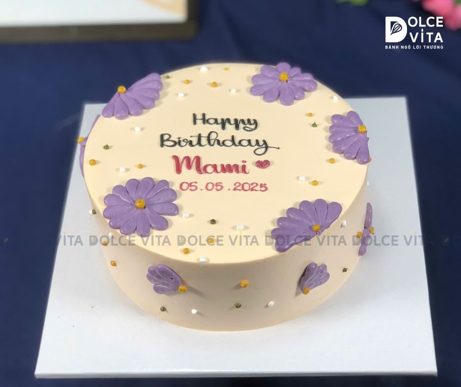 [1298] Bánh Kem Hoa Cúc Tím – Dịu Dàng Gửi Gắm Yêu Thương