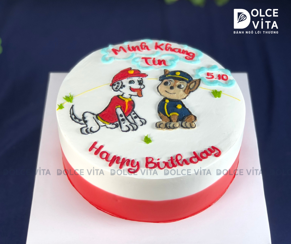 [1415] (80-120) Bánh kem vẽ chú Chó trong hoạt hình Pawtrol -  Chó cứu hộ