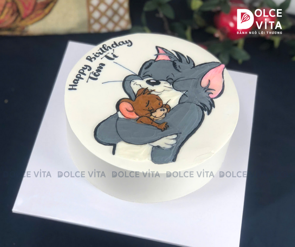 [2875] (100) Bánh kem vẽ hình Tom và Jerry