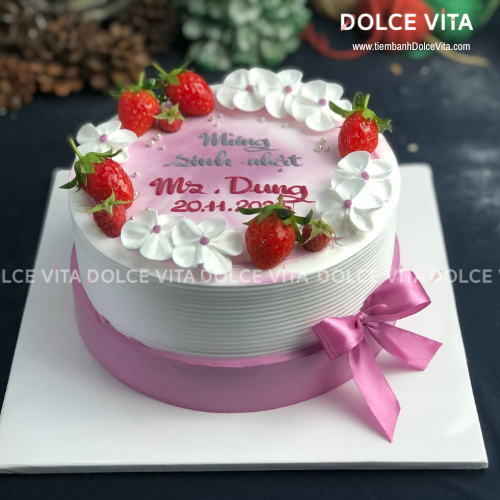 008 Bánh kem mứt trái cây trang trí hoa tông tím (S20/40/60/80)