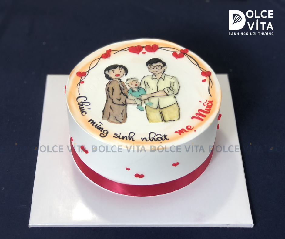 [496] (90) Bánh vẽ chibi gia đình hạnh phúc - dành tặng bạn đời