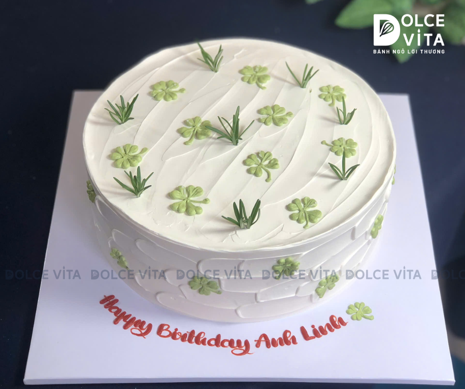 [3017] (20) Bánh Kem Cỏ Bốn Lá May Mắn Trang Trí Hương Thảo