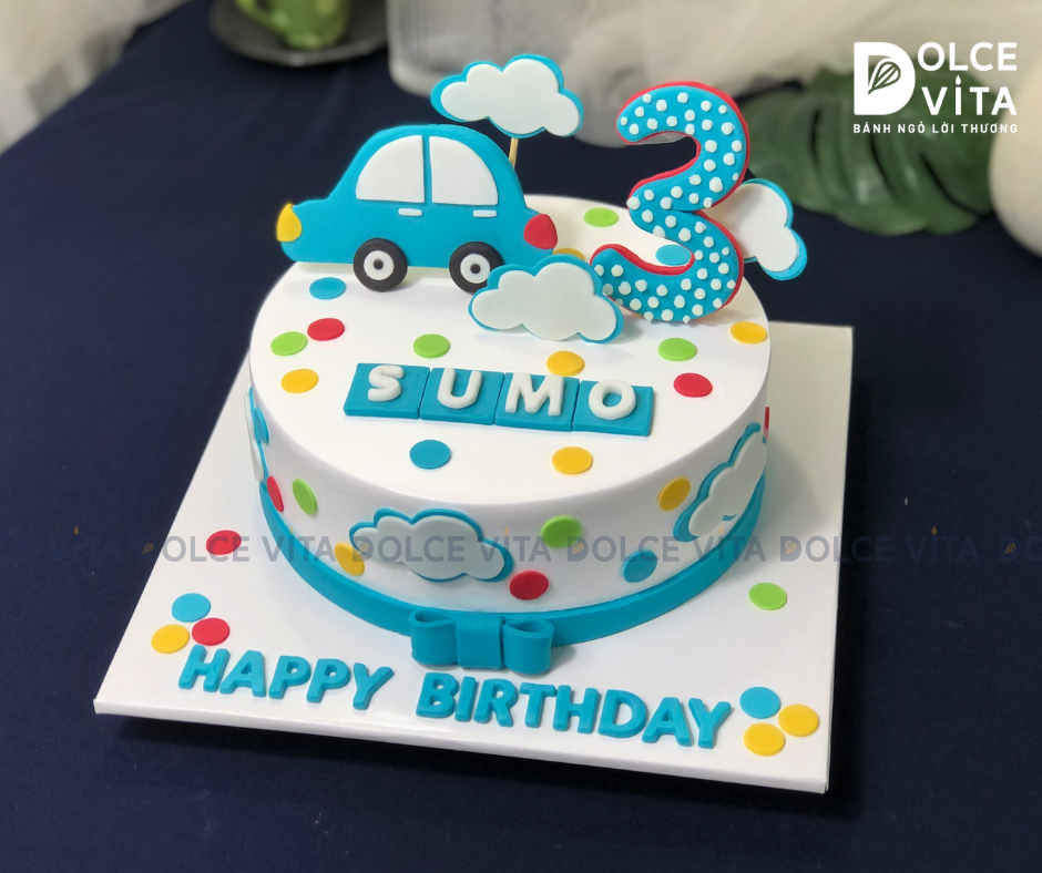 323 (200) Bánh tạo hình xe cảnh sát - Bánh sinh nhật bé trai chủ đề ô tô (đặt trước 2 ngày)