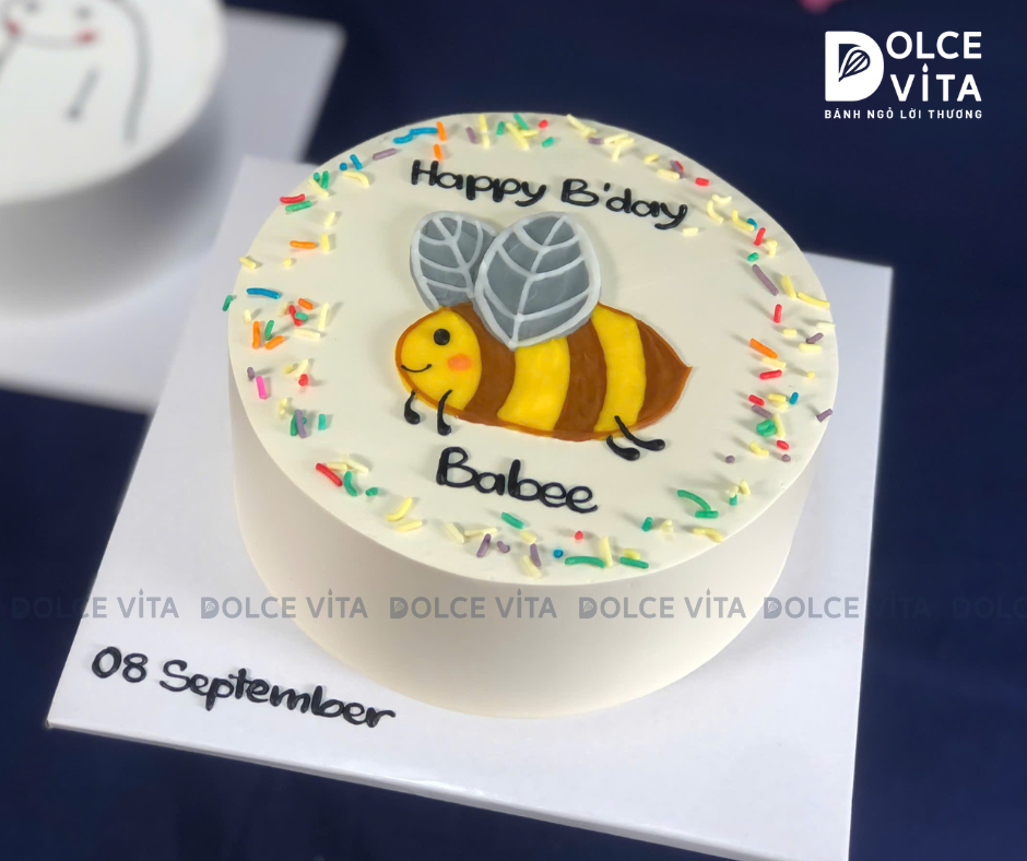 [1962] (60) Bánh kem vẽ chú Ong vui tươi
