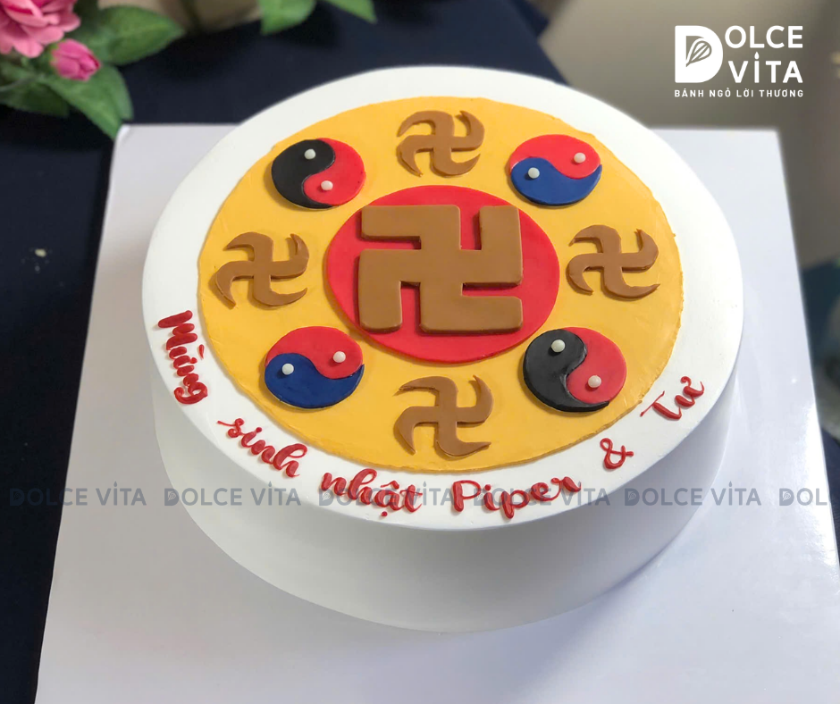 [2975] (100) Bánh kem chủ đề Phật Pháp - Pháp Luân Công