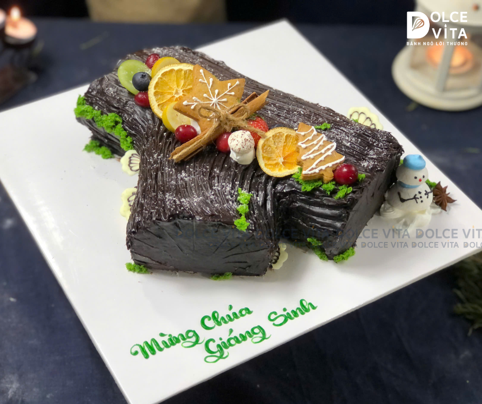 M031 Bánh khúc cây (Yule Log Cake for Christmas) cho Giáng Sinh 2025