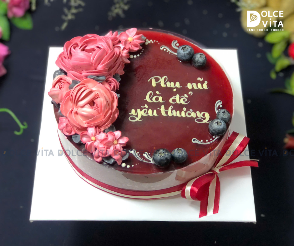 [1100] (30-30-50-70) Bánh mousse phô mai dâu tằm (Mulberry Yogurt) bắt hoa kem ngày 8.3