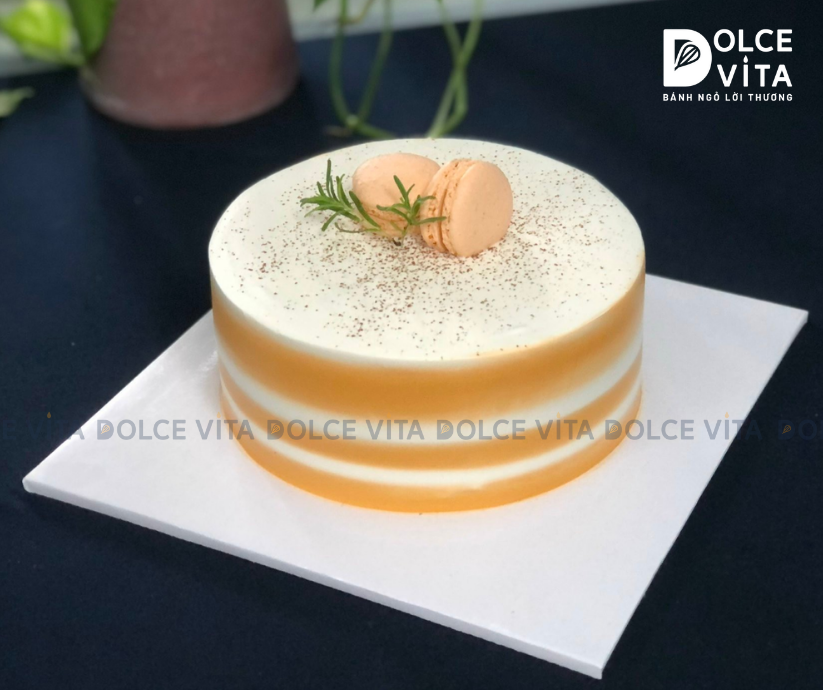 717 (30) Bánh tối giản tinh tế trang trí Macaron tone cam