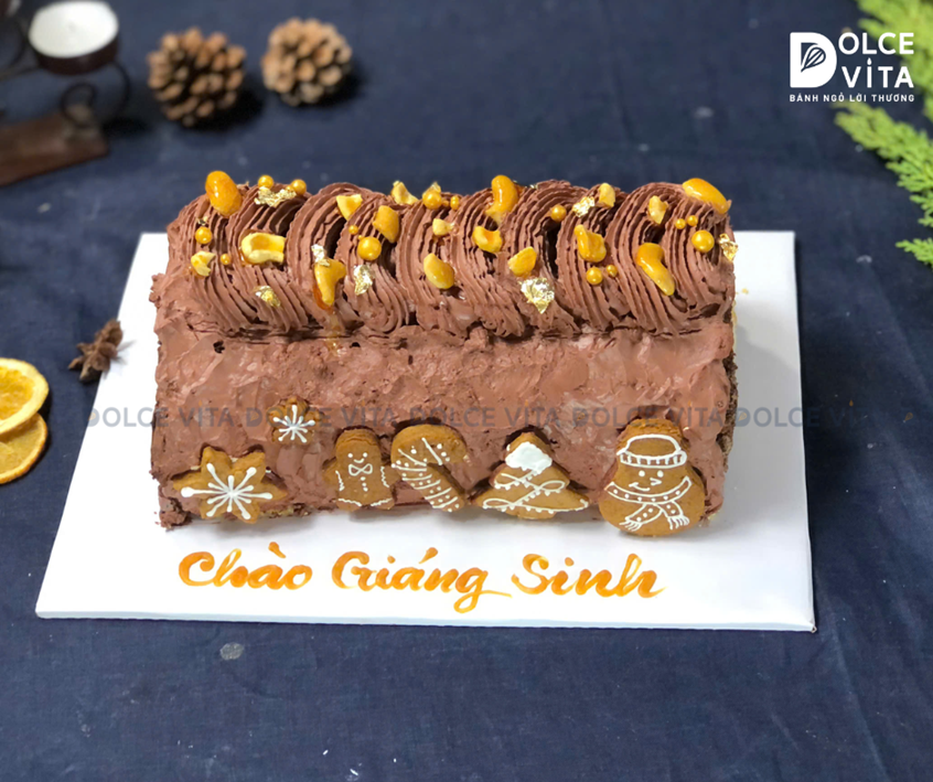M040 Bánh khúc cây (Yule log cake for Christmas) cho mùa Giáng sinh 2025