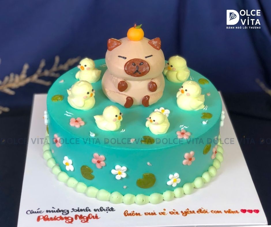 [533] Bánh kem tạo hình Capybara và những chú vịt (130)