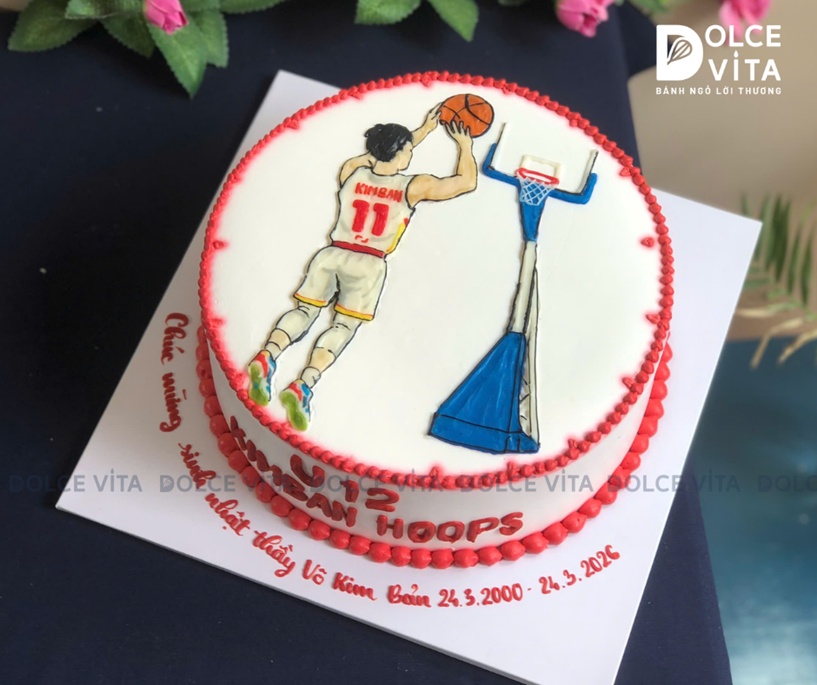 [3028] (80) Bánh kem vẽ cầu thủ bóng rổ (Cake with a Drawing of a Basketball Player)