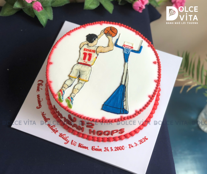 [3028] (80) Bánh kem vẽ cầu thủ bóng rổ (Cake with a Drawing of a Basketball Player)
