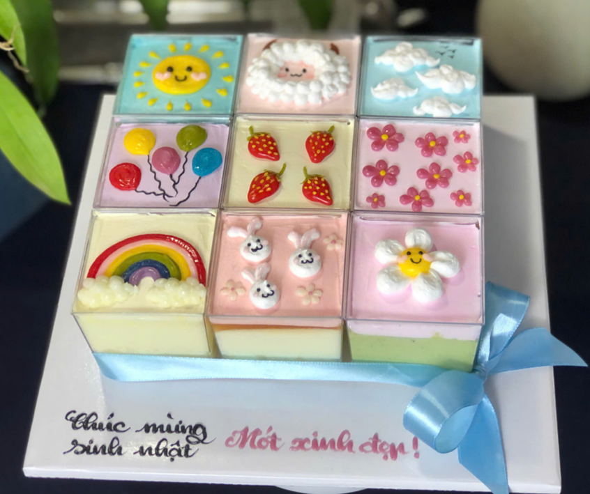 491 Set bánh ly nhiều vị trang trí mẫu tươi sáng