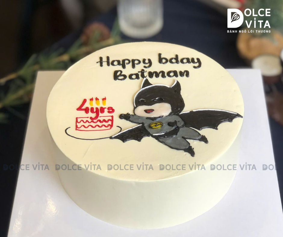 [2124] (80) Bánh kem vẽ siêu anh hùng Batman - Người Dơi