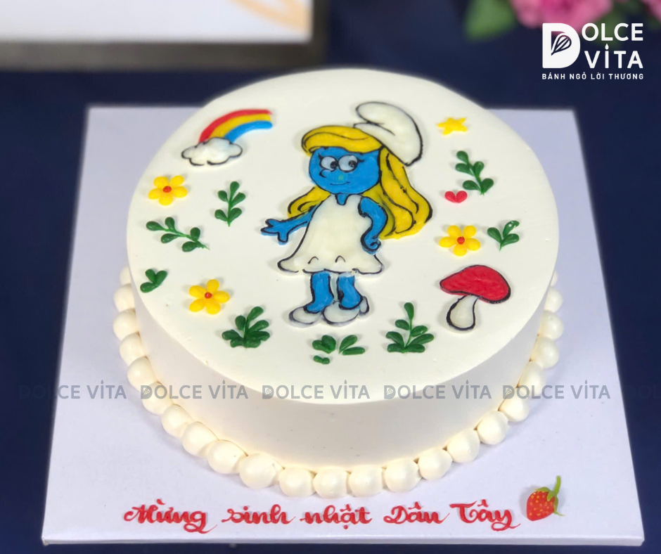 [1901] (80) Bánh kem vẽ Xì Trum – Thế giới tuổi thơ trên chiếc bánh ngọt