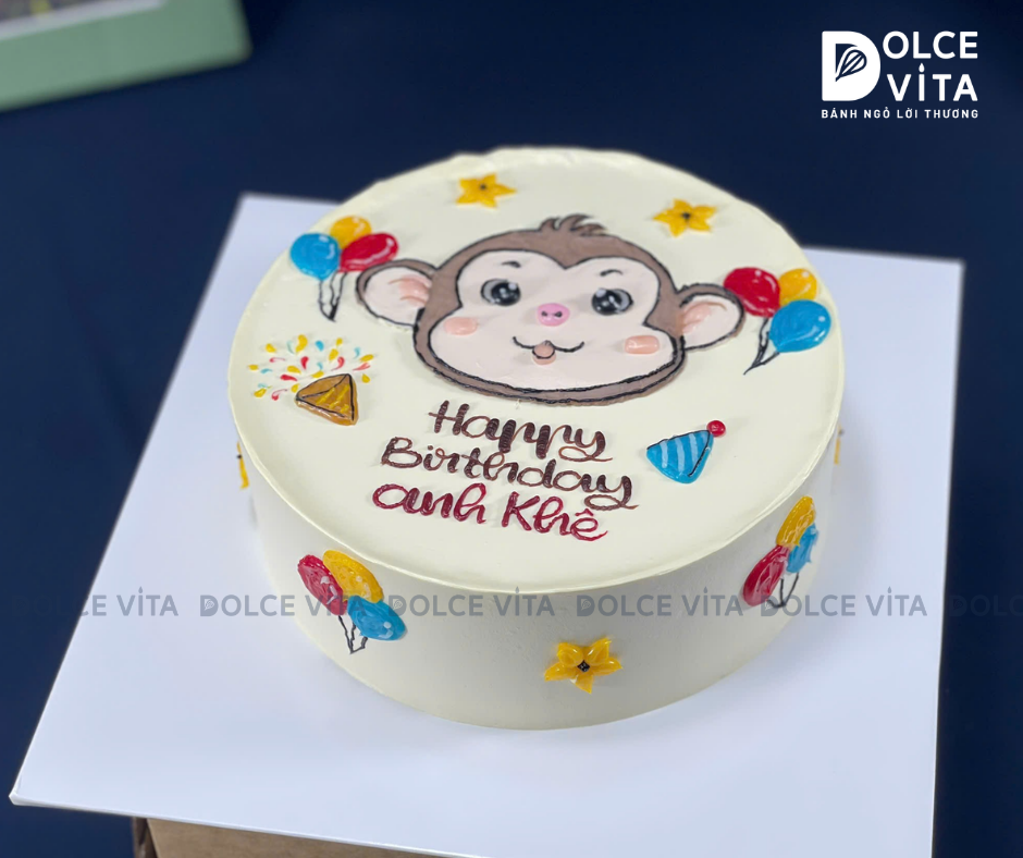 1025 (50) Bánh vẽ Chú khỉ cho bé trai tuổi Thân