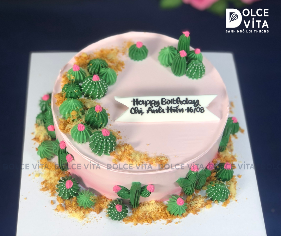 [1760] (85) Bánh Kem trang trí cây xương rồng mạnh mẽ, cá tính (Cactus Flower)