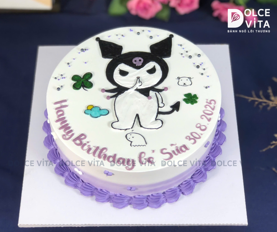 [1016] (80) Bánh kem vẽ Kuromi tặng cho thôi nôi, sinh nhật bé gái