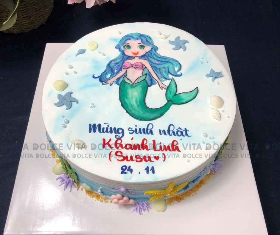 1003 (100) Bánh chủ đề Đại dương - Nàng tiên cá Mermaid