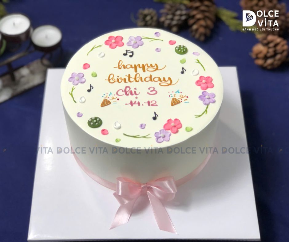 [1841] (30) Bánh sinh nhật tone hồng, phong cách ngọt ngào đáng yêu cho phái nữ