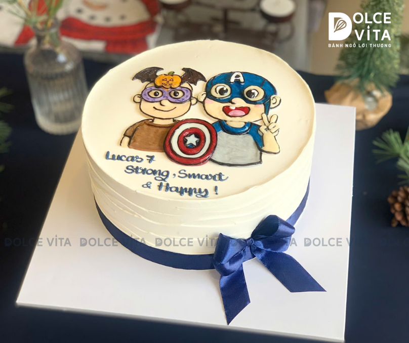 [2829] (130) Bánh kem chủ đề Marvel - Captain America (siêu anh hùng)