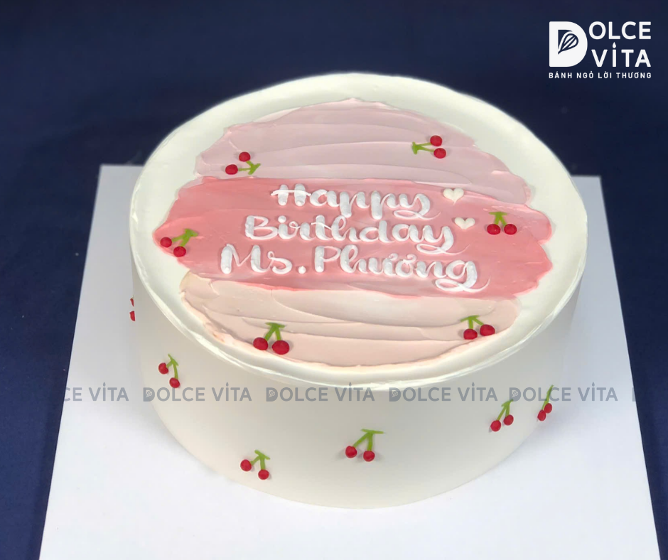 [1924] Bánh Kem Phong Cách Hàn Quốc – Vẽ Quả Cherry Ngọt Ngào