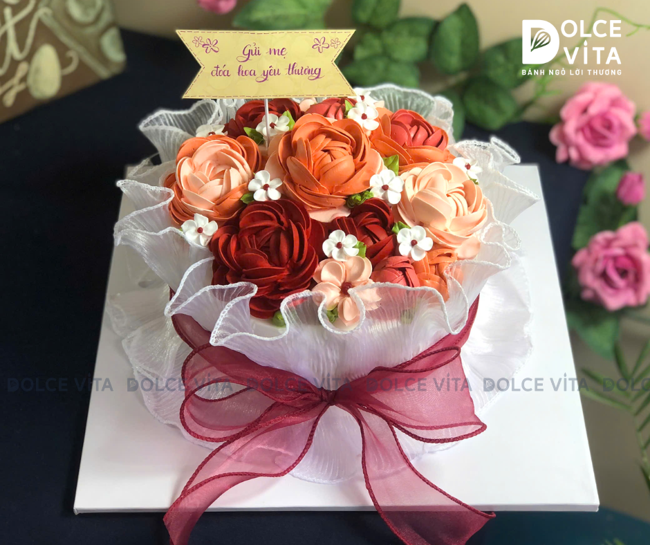 [3013] (SM80-120-180) Bánh kem bó hoa hồng - món quà vừa đẹp vừa ngon