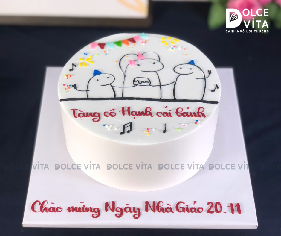 [2074]] (40) Bánh kem vẽ người que hài hước cho dịp chúc mừng