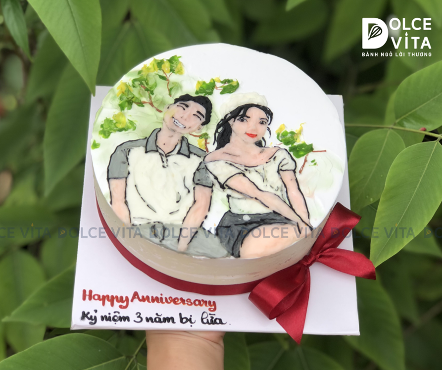 [570] (100) Bánh vẽ chibi cặp đôi kỷ niệm tình yêu