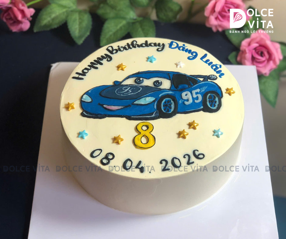 [2984] (70) Bánh vẽ xe Đua Lightning McQueen xanh dương dành tặng cho fan nhí yêu tốc độ