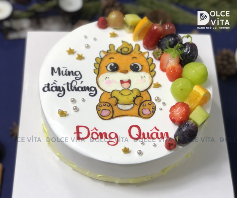[1851] (70) Bánh kem vẽ hình chú rồng - tặng bé tuổi Thìn