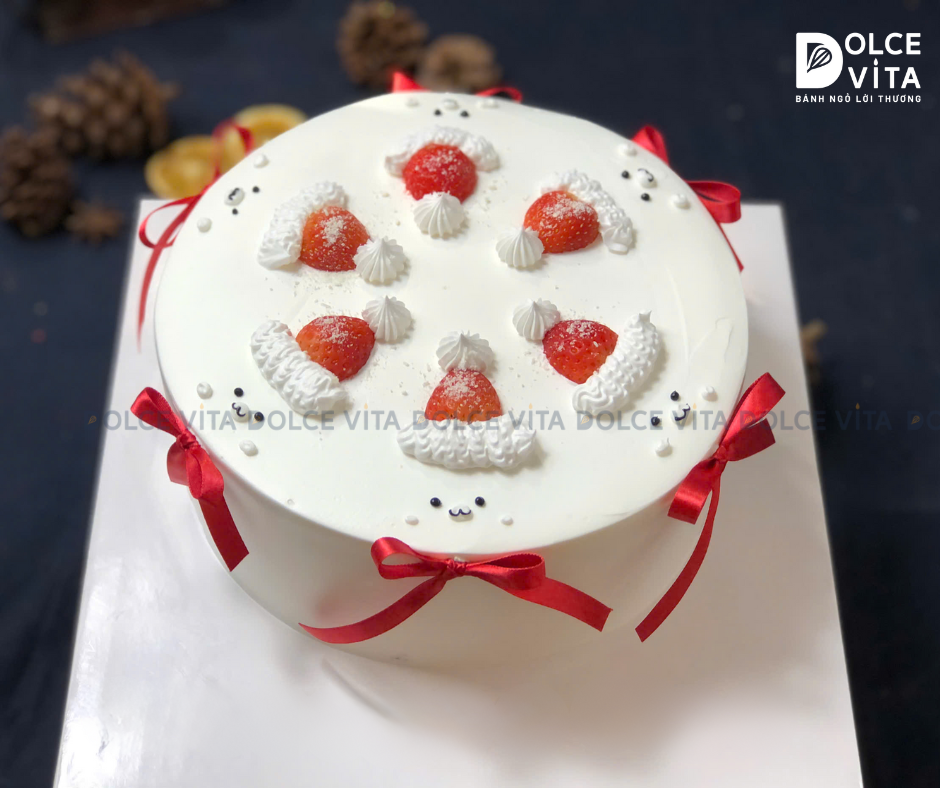 TD016 (30) Bánh giáng sinh/ Noel/ Christmas cake) trang trí vẽ các mũ noel