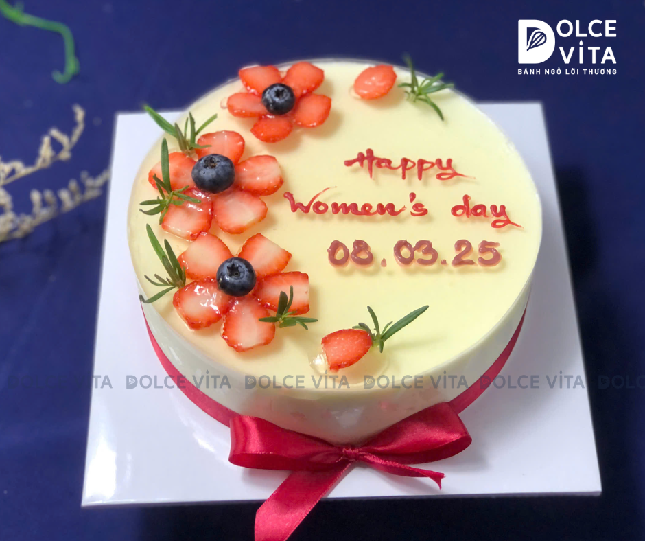 249 Green Tea Lemon (Bánh mousse trà xanh chanh) trang trí hình hoa