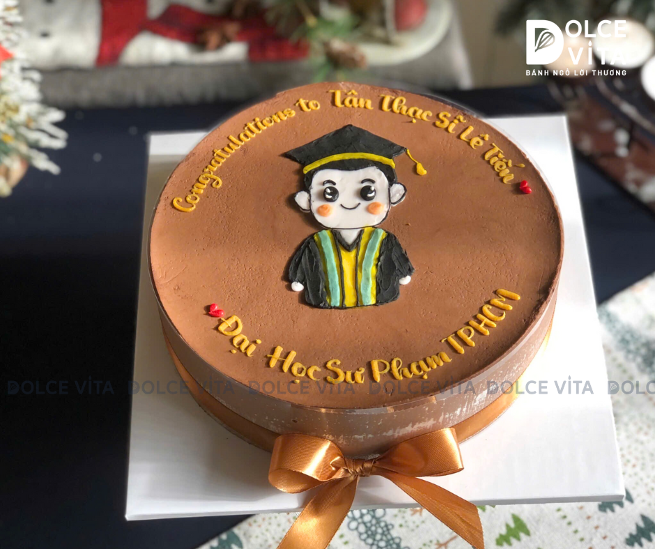 [2849] (60) Bánh Kem Vẽ hình Cử nhân Mừng Tốt Nghiệp
