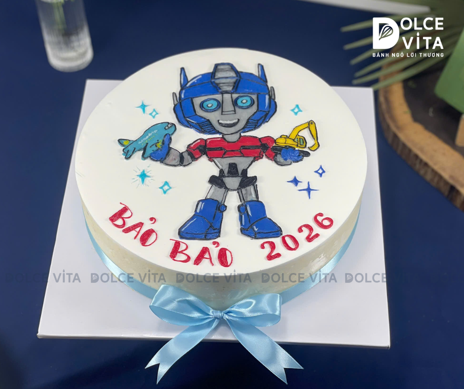 [3040] (100) Bánh kem vẽ siêu nhân Optimus Prime (Transformers) cho bé trai