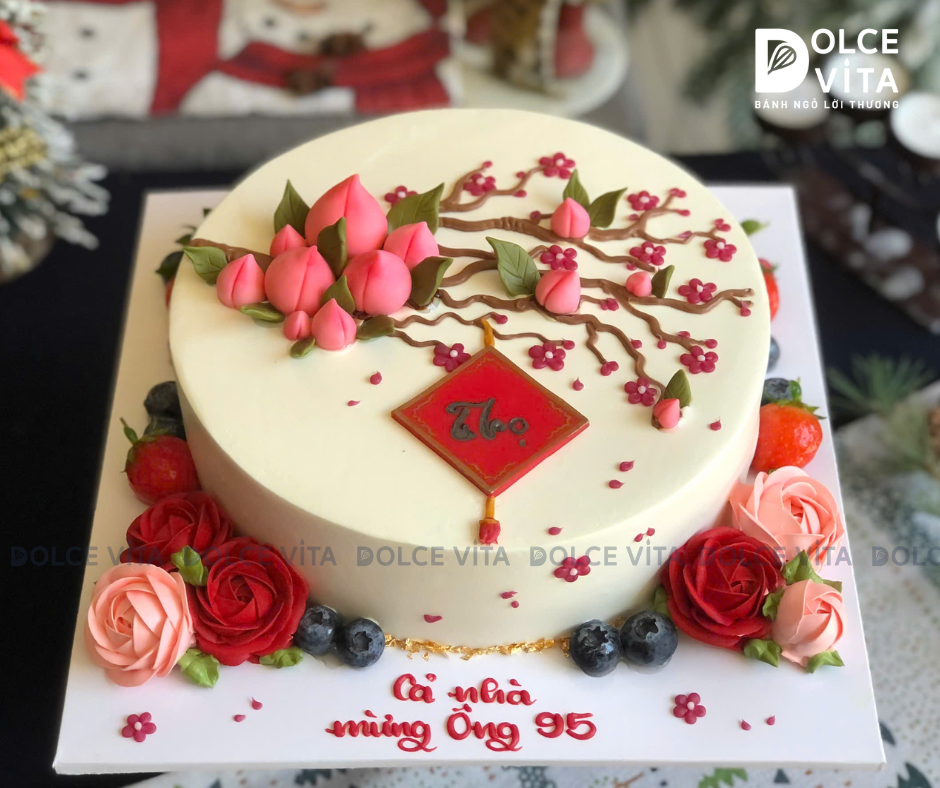 1086 Bánh Mừng Thọ Hình Quả Đào Trường Thọ