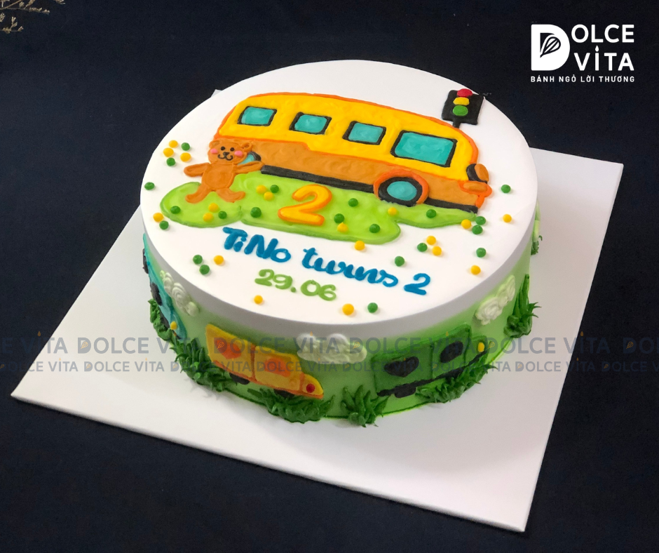 955 (90) Bánh vẽ xe buýt màu vàng/ school bus