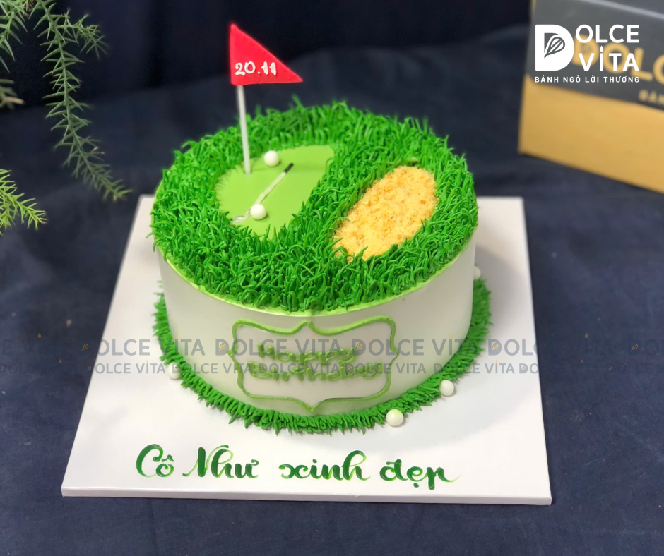 [996] (120) Bánh kem tái hiện sân golf/ gôn