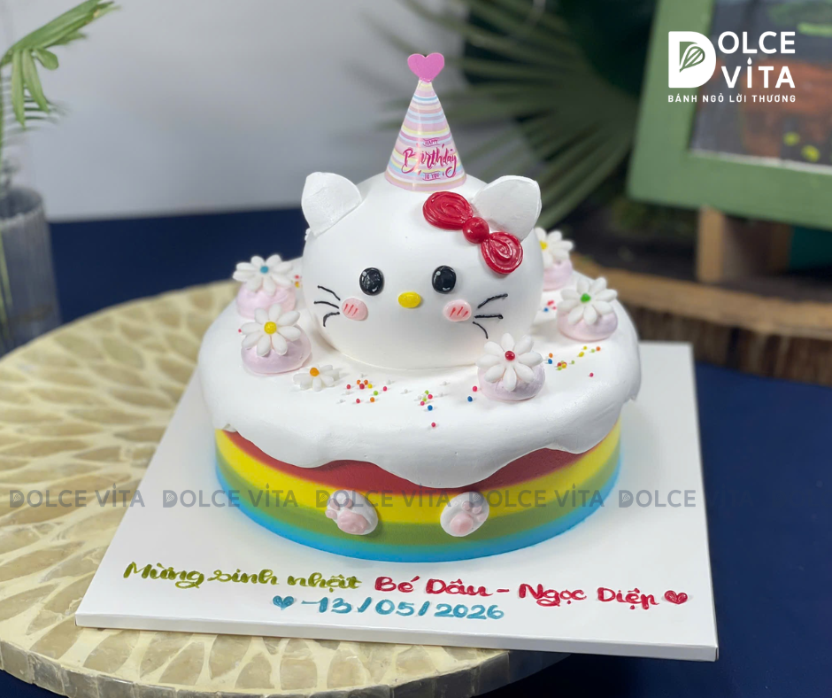 [3039] (120) Bánh kem tạo hình Mèo Kitty cho bé gái