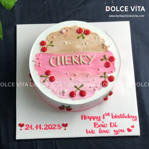 [1520] Bánh Kem Phong Cách Hàn Quốc – Vẽ Quả Cherry Ngọt Ngào