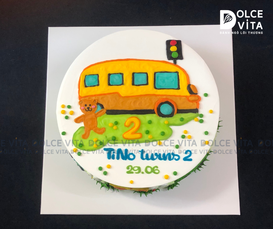955 (90) Bánh vẽ xe buýt màu vàng/ school bus