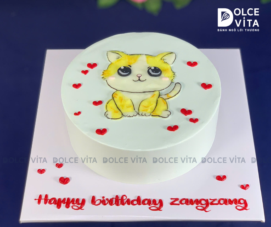 1075 (50) Bánh vẽ chú mèo/ bánh tuổi Mão/ Mẹo