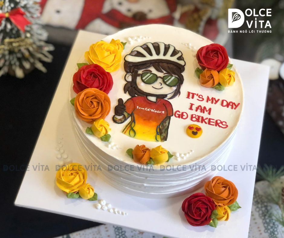 [2840] (120) Bánh kem vẽ hình người, vận động viên đạp xe