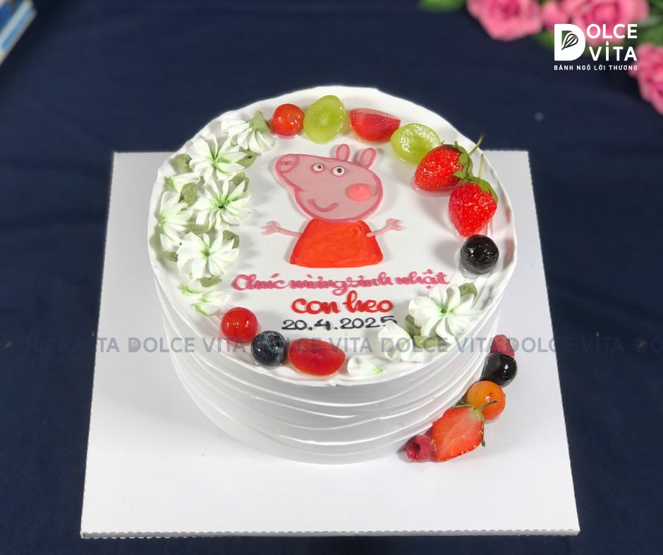 [1827] (50) Bánh kem vẽ chú Heo Peppa Pig