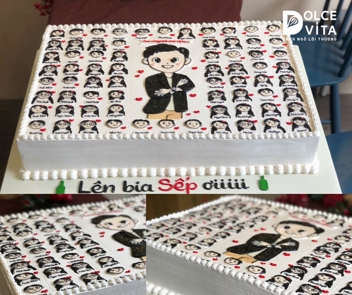 [2861] (1000) Bánh kem vẽ hình tập thể dành cho nhiều dịp